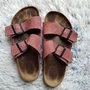 Birkenstock Maroon Slip on Slides Sz 38